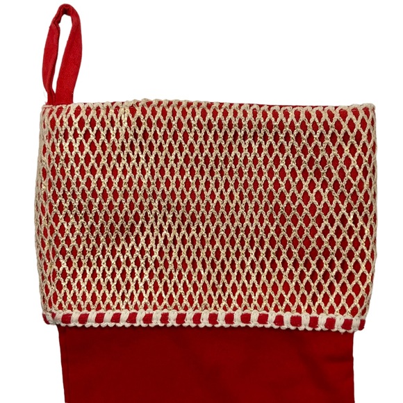 SLEIGH HILL TRADING CO. Christmas Stocking Red with Ecru Crochet Trim - Picture 4 of 10